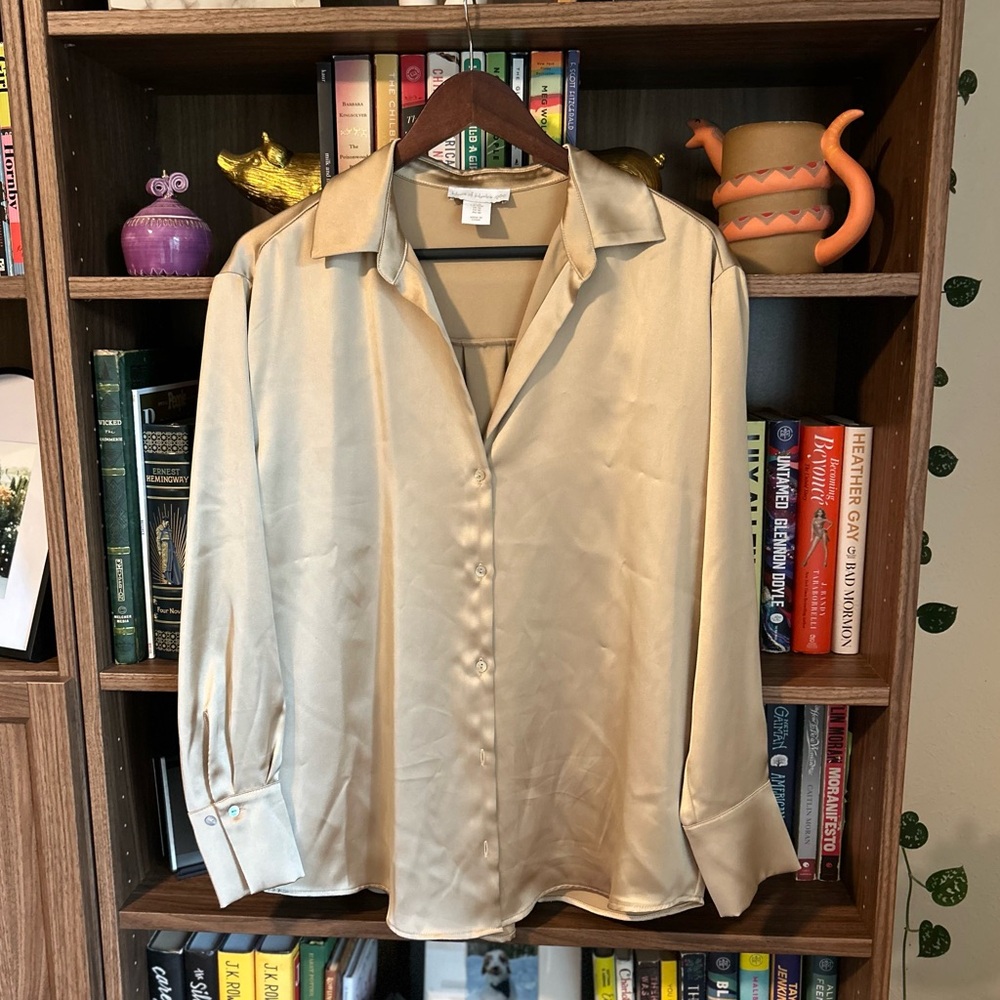 House of Harlow 1960 Gold Satin Blouse